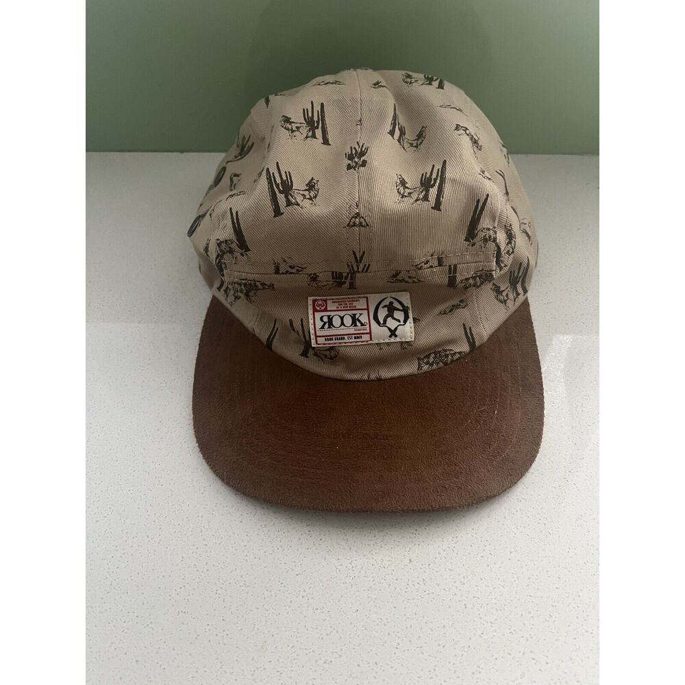 Rook Cactus Coyote Pattern Baseball Cap Hat Suede 100% Cotton Leather Strapback